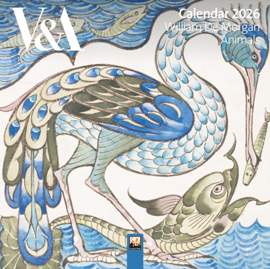 Book cover of: V&A: De Morgan Animals Mini Wall Calendar 2026 (Art Calendar)