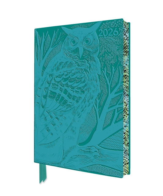 Book cover of: Angela Harding: Long Eared Owl 2026 Artisan Art Vegan Leather Diary Planner - Page to View with Notes