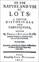 Book cover of: Nature and Uses of Lotteries. By: Thomas Gataker