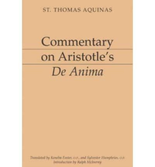 Book cover of: Commentary on Aristotle`s De Anima. By: Thomas Aquinas
