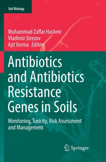 Book cover of: Antibiotics and Antibiotics Resistance Genes in Soils. By: Muhammad Zaffar Hashmi