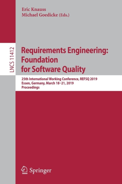 Book cover of: Requirements Engineering: Foundation for Software Quality. By: Eric Knauss