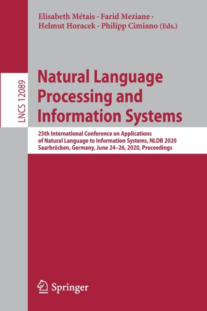 Book cover of: Natural Language Processing and Information Systems. By: Elisabeth Métais