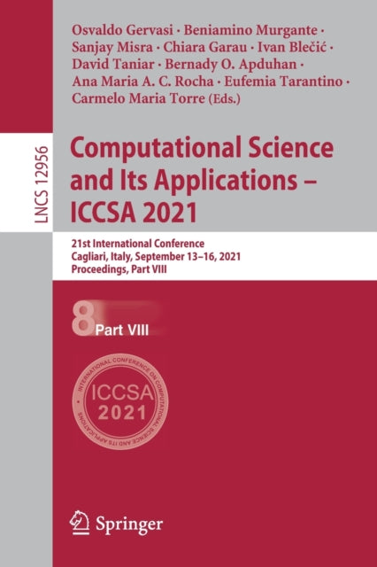Book cover of: Computational Science and Its Applications – ICCSA 2021. By: Osvaldo Gervasi
