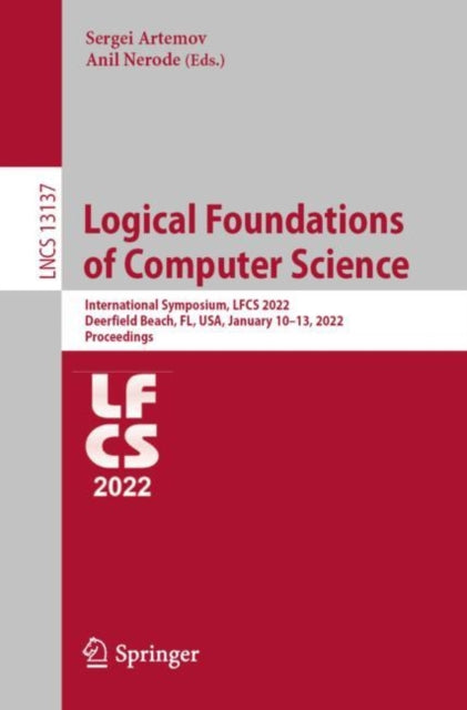 Book cover of: Logical Foundations of Computer Science. By: Sergei Artemov