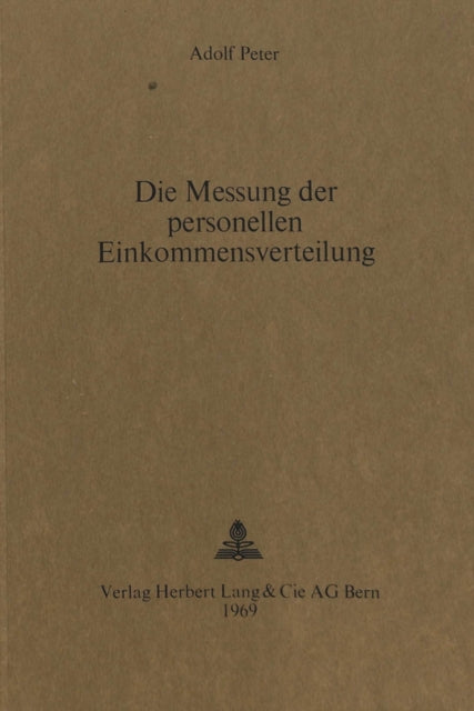 Book cover of: Die Messung der personellen Einkommensverteilung. By: Adolf Peter