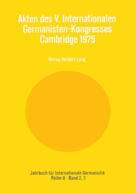 Book cover of: Akten des V. Internationalen Germanisten-Kongresses- Cambridge 1975
