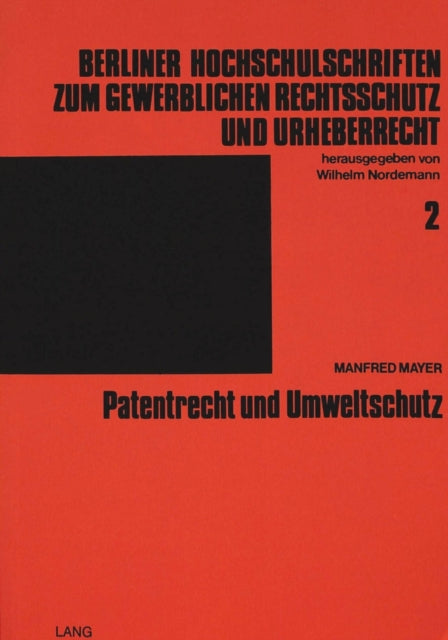 Book cover of: Patentrecht und Umweltschutz