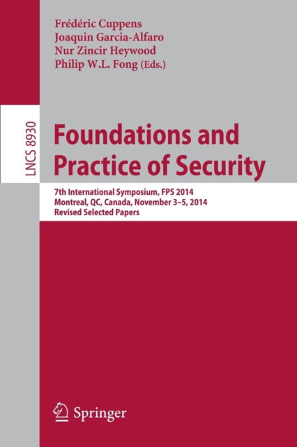 Book cover of: Foundations and Practice of Security. By: édéric Cuppens