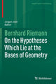 Book cover of: On the Hypotheses Which Lie at the Bases of Geometry. By: Bernhard Riemann