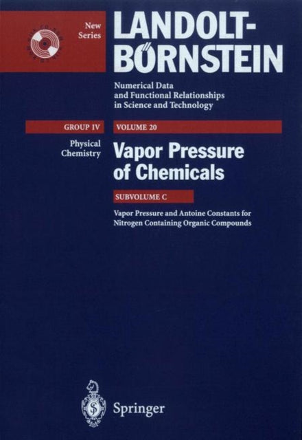 Book cover of: Vapor Pressure and Antoine Constants for Nitrogen Containing Organic Compounds