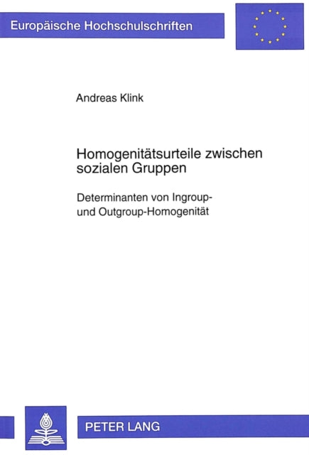Book cover of: Homogenitaetsurteile zwischen sozialen Gruppen