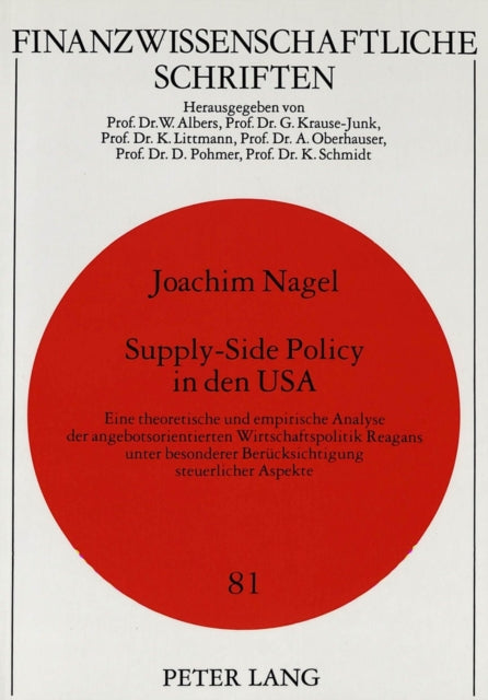 Book cover of: Supply-Side Policy in den USA. By: Joachim Nagel