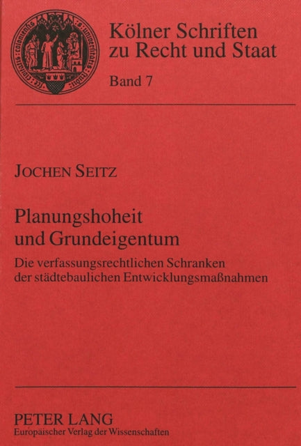 Book cover of: Planungshoheit und Grundeigentum. By: Jochen Seitz