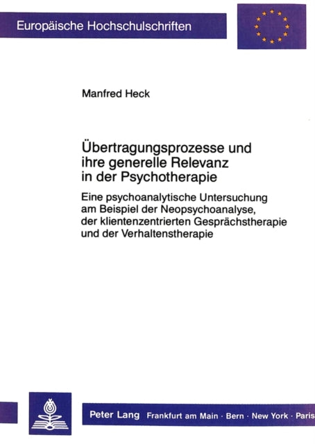 Book cover of: Uebertragungsprozesse und ihre generelle Relevanz in der Psychotherapie