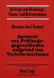 Book cover of: Auswahl von Pruefungsgegenstaenden aufgrund von Vorinformationen