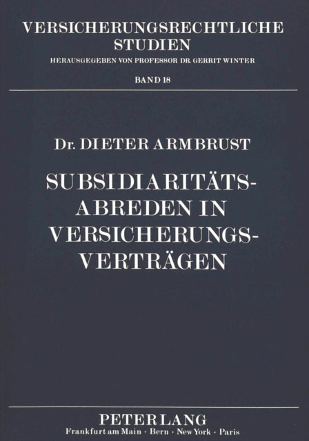 Book cover of: Subsidiaritaetsabreden in Versicherungsvertraegen