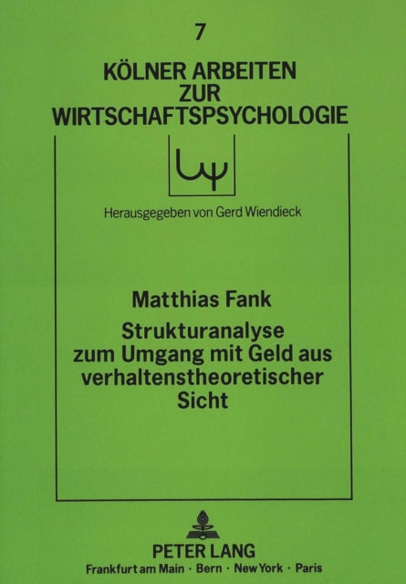 Book cover of: Strukturanalyse zum Umgang mit Geld aus verhaltenstheoretischer Sicht