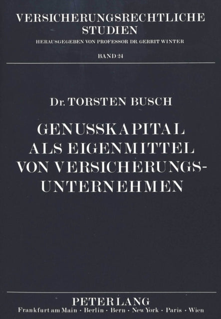 Book cover of: Genukapital als Eigenmittel von Versicherungsunternehmen