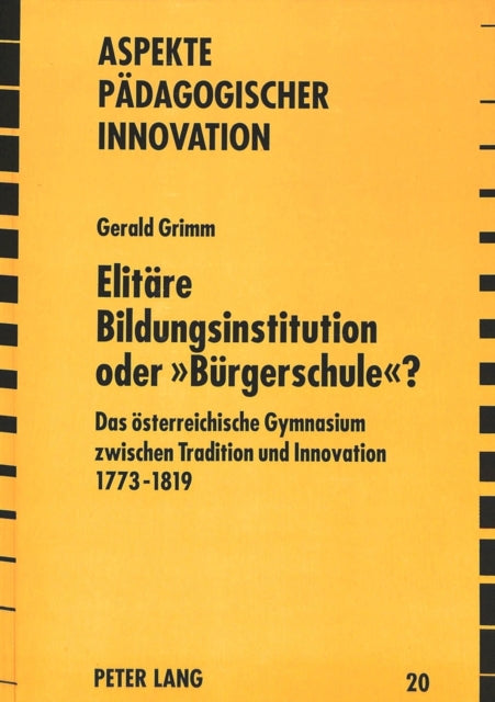 Book cover of: Elitaere Bildungsinstitution Oder «Buergerschule»?