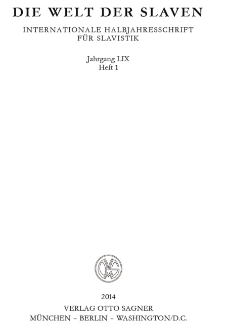 Book cover of: Die Welt der Slaven. Jahrgang LIX (2014) Heft 1