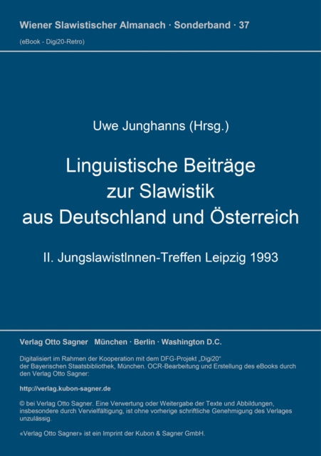 Book cover of: Linguistische Beitraege zur Slawistik aus Deutschland und Oesterreich