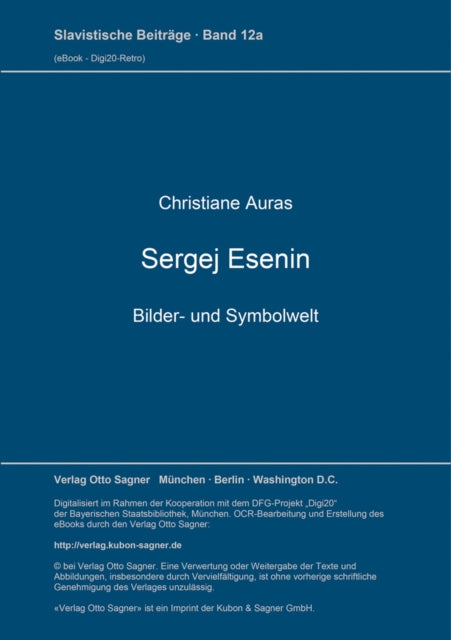 Book cover of: Sergej Esenin - Bilder- und Symbolwelt. By: Christiane Auras