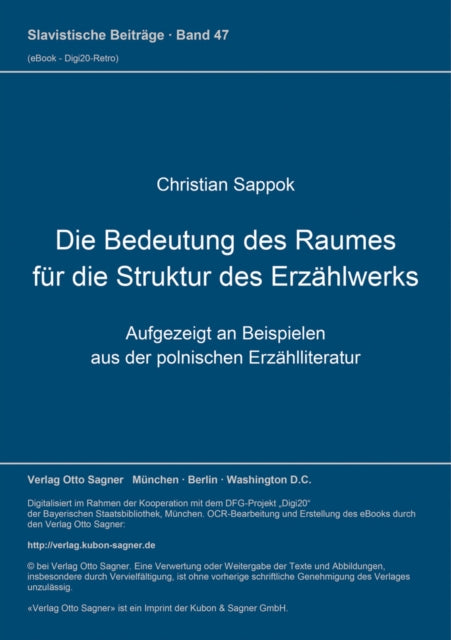 Book cover of: Die Bedeutung des Raumes fuer die Struktur des Erzaehlwerks. By: Christian Sappok