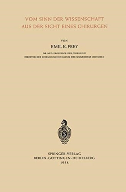 Book cover of: Vom Sinn der Wissenschaft aus der Sicht Eines Chirurgen