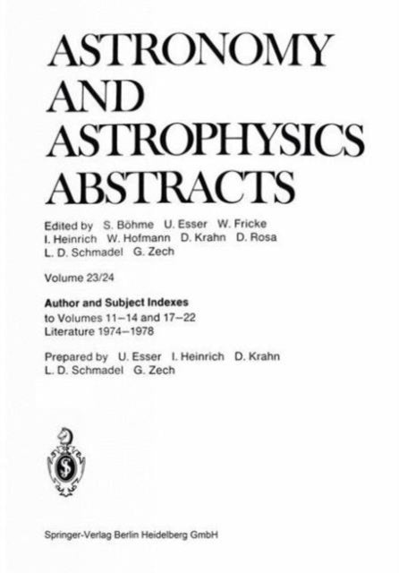 Book cover of: Author and Subject Indexes. By: S. Böhme