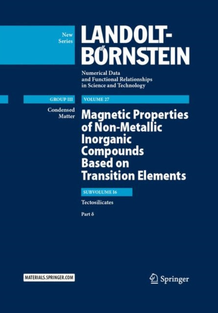 Book cover of: Magnetic Properties of Non-Metallic Inorganic Compounds Based on Transition Elements. By: H. P. J. Wijn