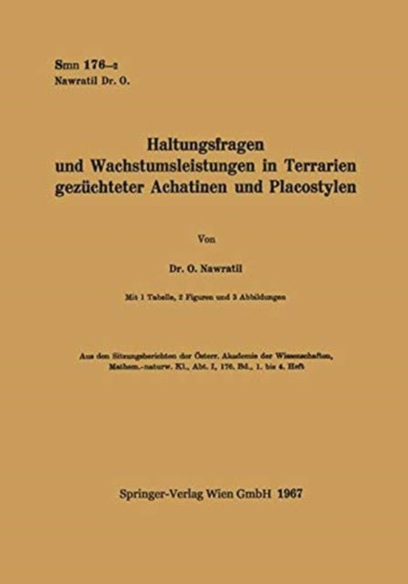 Book cover of: Haltungsfragen und Wachstumsleistungen in Terrarien gezuchteter Achatinen und Placostylen. By: Oskar Nawratil