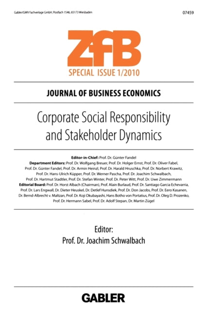 Book cover of: Corporate Social Responsibility and Stakeholder Dynamics. By: Joachim Schwalbach
