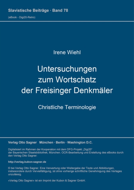 Book cover of: Untersuchungen zum Wortschatz der Freisinger Denkmaeler