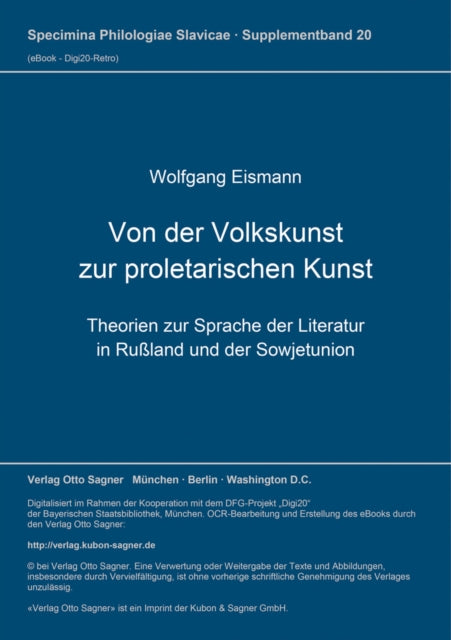 Book cover of: Von der Volkskunst zur proletarischen Kunst