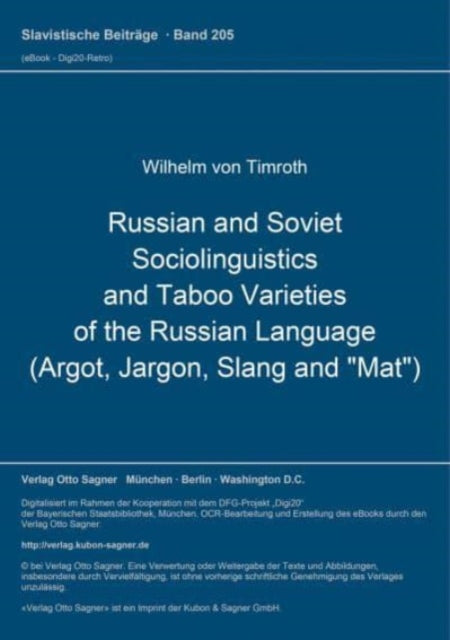 Book cover of: Russian and Soviet Sociolinguistics and Taboo Varieties of the Russian Language (Argot, Jargon, Slang and "Mat")