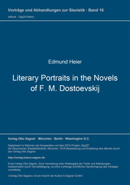 Book cover of: Literary Portraits in the Novels of F. M. Dostoevskij