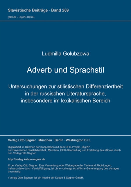 Book cover of: Adverb und Sprachstil