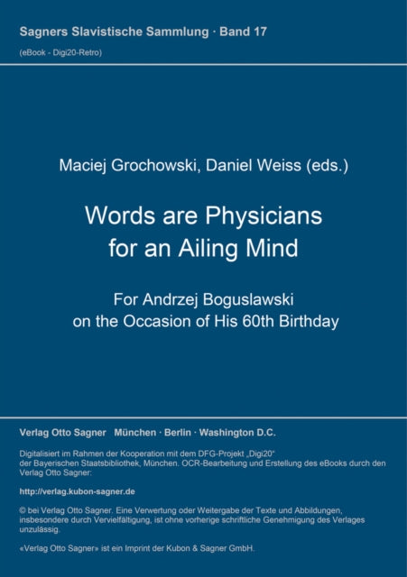 Book cover of: Words are Physicians for an Ailing mind