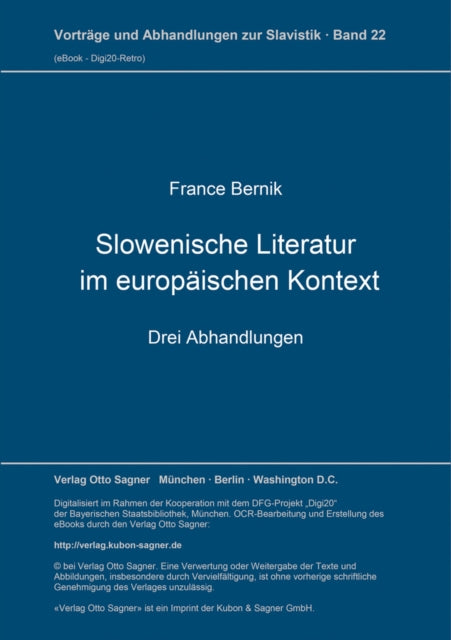 Book cover of: Slowenische Literatur im europaeischen Kontext
