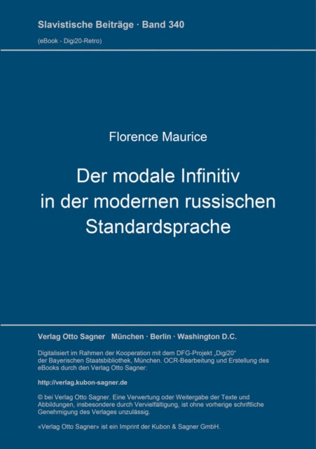 Book cover of: Der modale Infinitiv in der modernen russischen Standardsprache