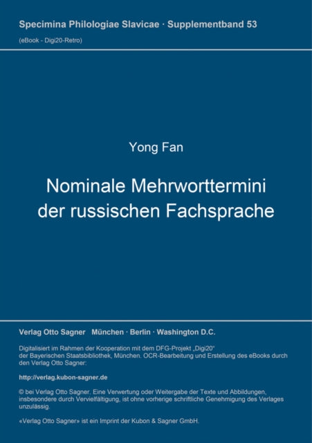 Book cover of: Nominale Mehrworttermini der russischen Fachsprache