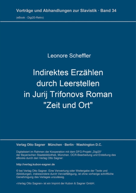 Book cover of: Roman-Punktir. Indirektes Erzaehlen durch Leerstellen in Jurij Trifonovs Roman "Zeit und Ort"