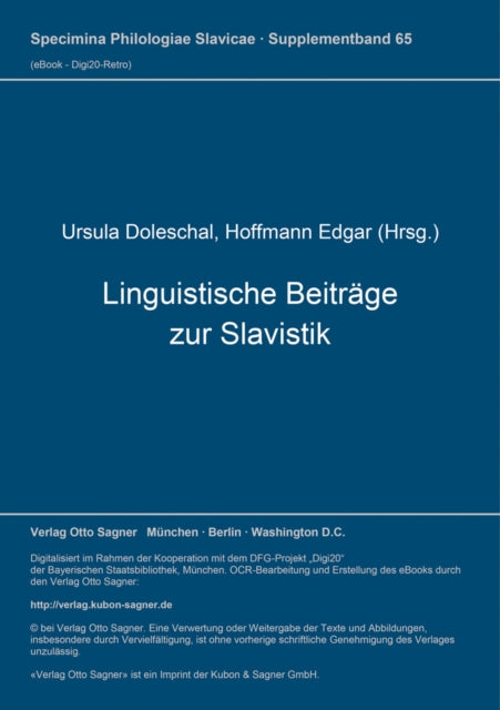 Book cover of: Linguistische Beitraege zur Slavistik
