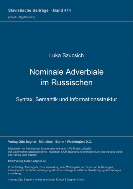 Book cover of: Nominale Adverbiale im Russischen