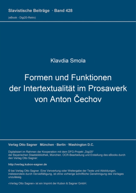 Book cover of: Formen und Funktionen der Intertextualitaet im Prosawerk von Anton Cechov