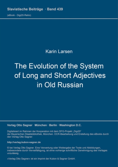 Book cover of: Evolution of the System of Long and Short Adjectives in Old Russian