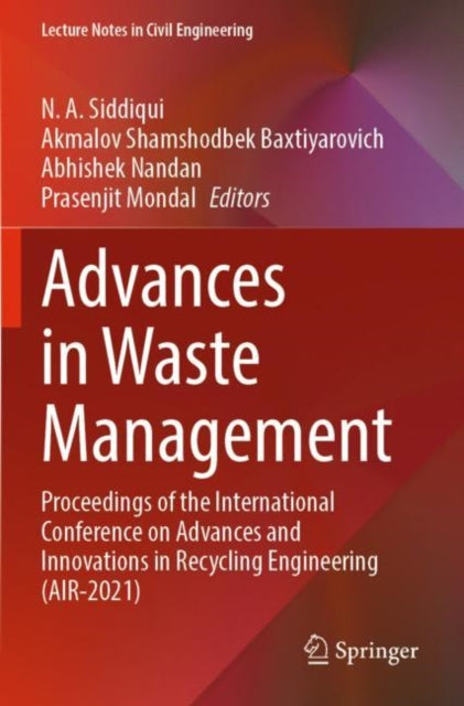 Book cover of: Advances in Waste Management. By: Akmalov Shamshodbek Baxtiyarovich