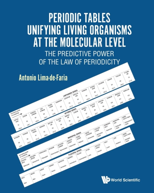 Book cover of: Periodic Tables Unifying Living Organisms At The Molecular Level: The Predictive Power Of The Law Of Periodicity. By: ANTONIO