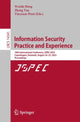 Book cover of: Information Security Practice and Experience. By: Weizhi Meng